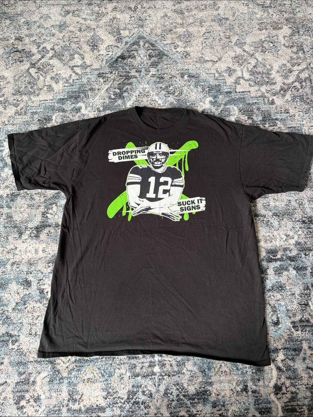Black Graphic Short-Sleeve Men’s Tee with Aaron Rodgers